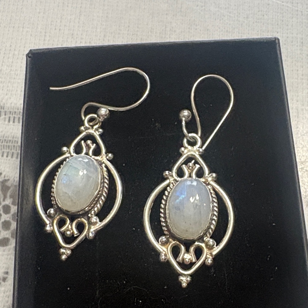 Elegant Silver Earrings with Moonstone